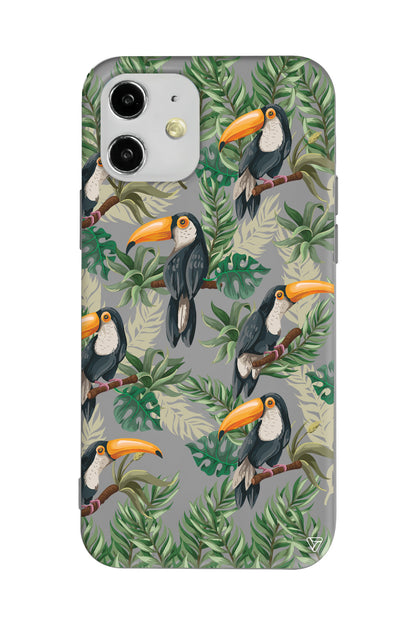 Tropik Kus Lansman Model İçi Kadife Silikon Telefon Kılıfı