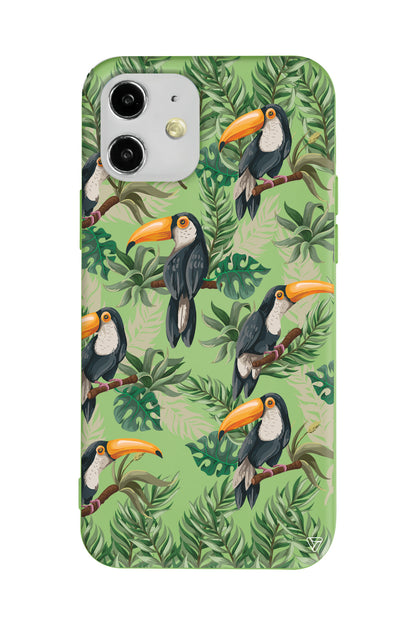 Tropik Kus Lansman Model İçi Kadife Silikon Telefon Kılıfı