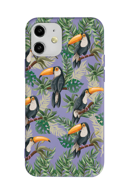 Tropik Kus Lansman Model İçi Kadife Silikon Telefon Kılıfı