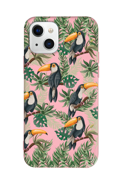 Tropik Kus Lansman Model İçi Kadife Silikon Telefon Kılıfı