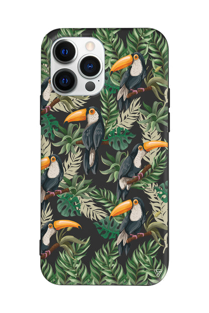 Tropik Kus Lansman Model İçi Kadife Silikon Telefon Kılıfı