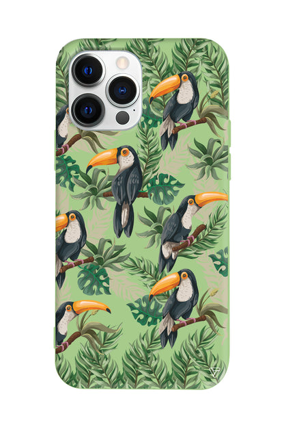 Tropik Kus Lansman Model İçi Kadife Silikon Telefon Kılıfı