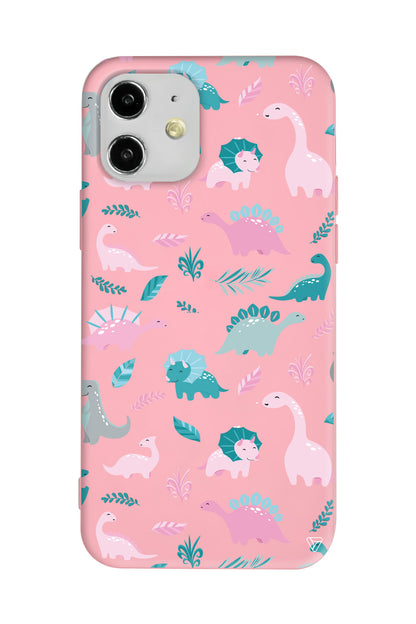 Pembe Dinazor Lansman Model İçi Kadife Silikon Telefon Kılıfı