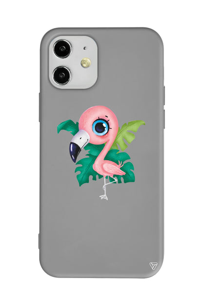 Yavru Flamingo Lansman Model İçi Kadife Silikon Telefon Kılıfı