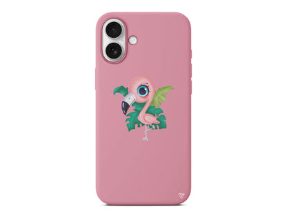 Yavru Flamingo Lansman Model İçi Kadife Silikon Telefon Kılıfı – Plus Serisine Özel