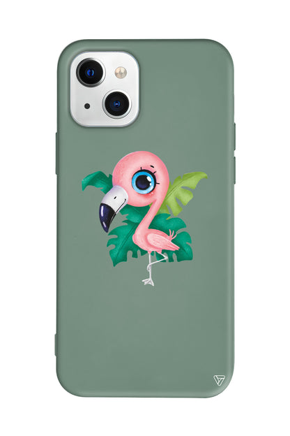 Yavru Flamingo Lansman Model İçi Kadife Silikon Telefon Kılıfı – Plus Serisine Özel