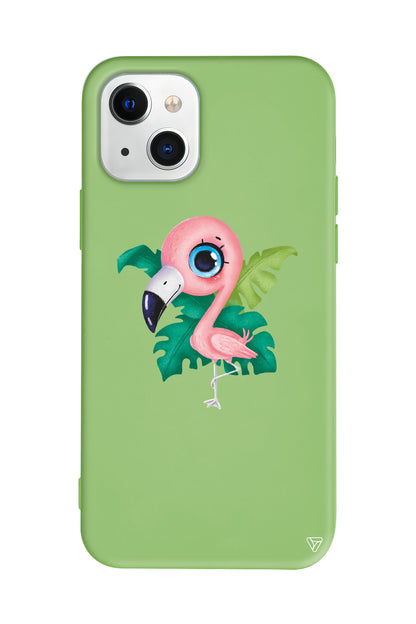 Yavru Flamingo Lansman Model İçi Kadife Silikon Telefon Kılıfı – Plus Serisine Özel