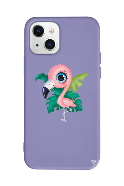 Yavru Flamingo Lansman Model İçi Kadife Silikon Telefon Kılıfı