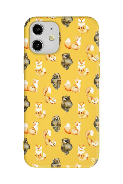 Baykus ve Tilki Lansman Model İçi Kadife Silikon Telefon Kılıfı