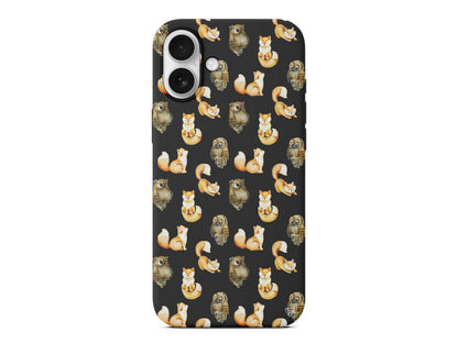 Baykus ve Tilki Lansman Model İçi Kadife Silikon Telefon Kılıfı