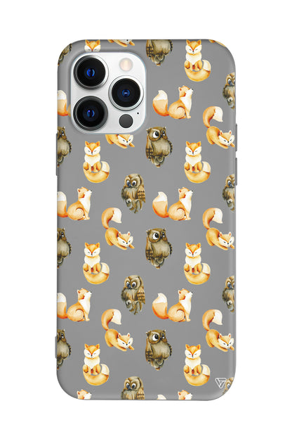 Baykus ve Tilki Lansman Model İçi Kadife Silikon Telefon Kılıfı