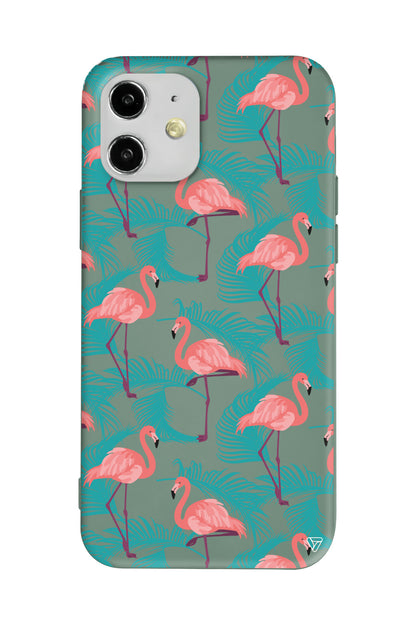 Yaz Flamingolari Lansman Model İçi Kadife Silikon Telefon Kılıfı