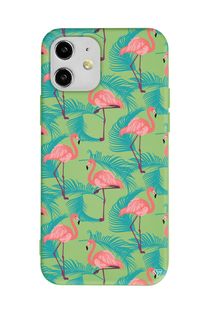 Yaz Flamingolari Lansman Model İçi Kadife Silikon Telefon Kılıfı