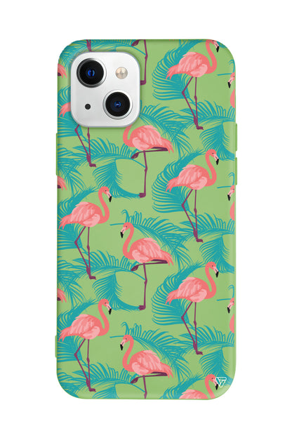 Yaz Flamingolari Lansman Model İçi Kadife Silikon Telefon Kılıfı
