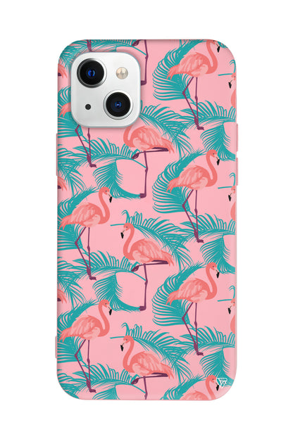 Yaz Flamingolari Lansman Model İçi Kadife Silikon Telefon Kılıfı – Plus Serisine Özel