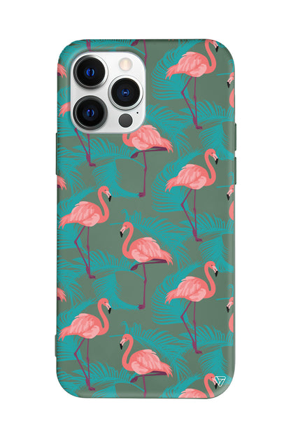 Yaz Flamingolari Lansman Model İçi Kadife Silikon Telefon Kılıfı