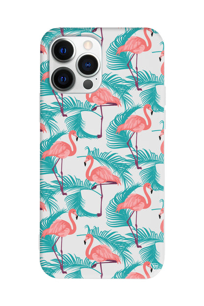 Yaz Flamingolari Lansman Model İçi Kadife Silikon Telefon Kılıfı