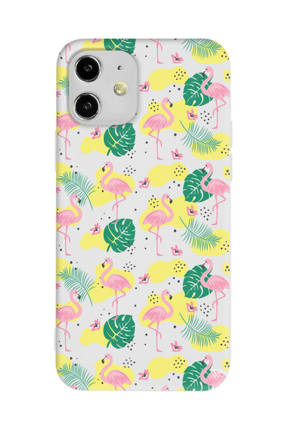 Yaz Flamingolari 2 Lansman Model İçi Kadife Silikon Telefon Kılıfı