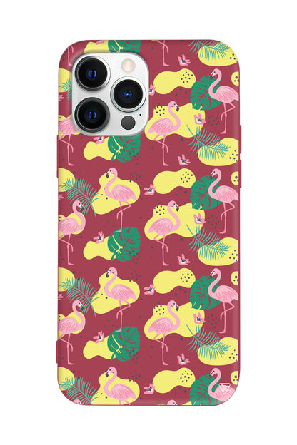 Yaz Flamingolari 2 Lansman Model İçi Kadife Silikon Telefon Kılıfı
