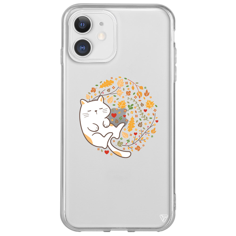 Uyuyan Kedi Lansman Model İçi Kadife Silikon Telefon Kılıfı