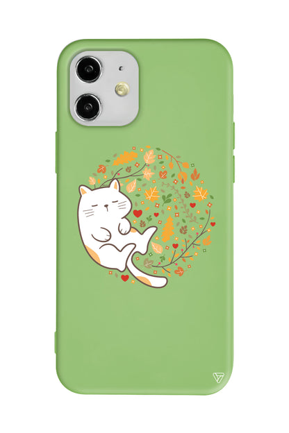 Uyuyan Kedi Lansman Model İçi Kadife Silikon Telefon Kılıfı