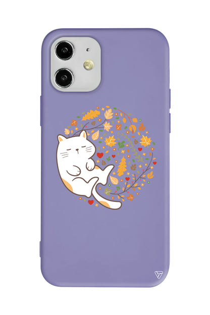 Uyuyan Kedi Lansman Model İçi Kadife Silikon Telefon Kılıfı