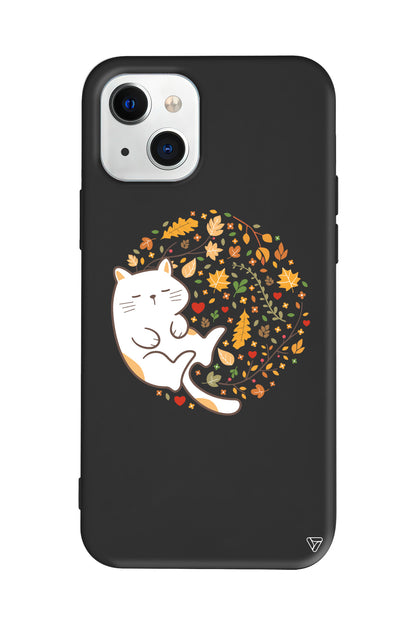 Uyuyan Kedi Lansman Model İçi Kadife Silikon Telefon Kılıfı