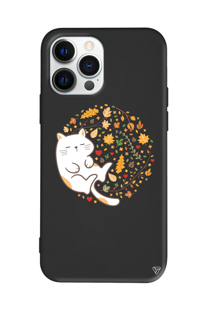 Uyuyan Kedi Lansman Model İçi Kadife Silikon Telefon Kılıfı