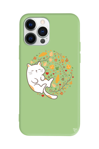 Uyuyan Kedi Lansman Model İçi Kadife Silikon Telefon Kılıfı