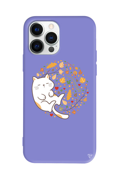 Uyuyan Kedi Lansman Model İçi Kadife Silikon Telefon Kılıfı