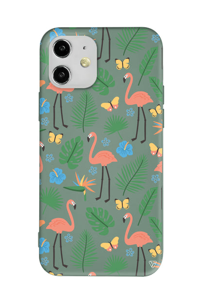 Tropik Flamingo Lansman Model İçi Kadife Silikon Telefon Kılıfı