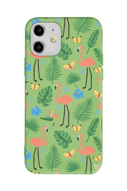 Tropik Flamingo Lansman Model İçi Kadife Silikon Telefon Kılıfı