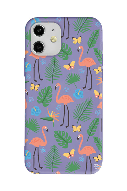 Tropik Flamingo Lansman Model İçi Kadife Silikon Telefon Kılıfı