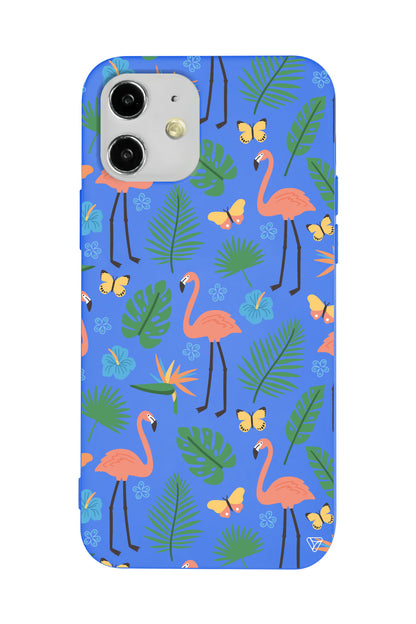 Tropik Flamingo Lansman Model İçi Kadife Silikon Telefon Kılıfı