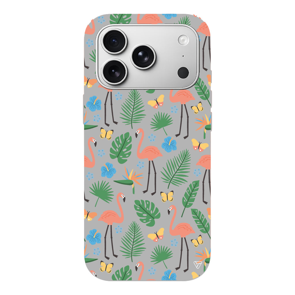 Tropik Flamingo Lansman Model İçi Kadife Silikon Telefon Kılıfı