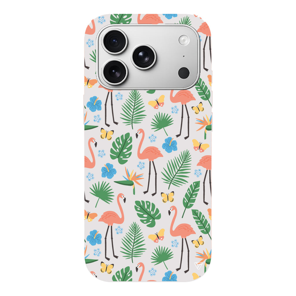 Tropik Flamingo Lansman Model İçi Kadife Silikon Telefon Kılıfı