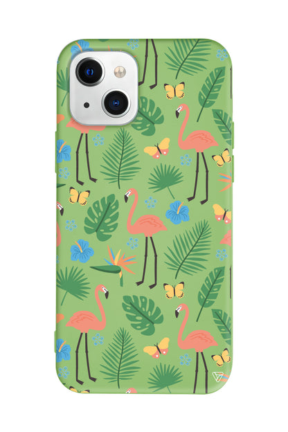 Tropik Flamingo Lansman Model İçi Kadife Silikon Telefon Kılıfı – Plus Serisine Özel