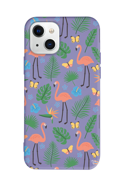 Tropik Flamingo Lansman Model İçi Kadife Silikon Telefon Kılıfı