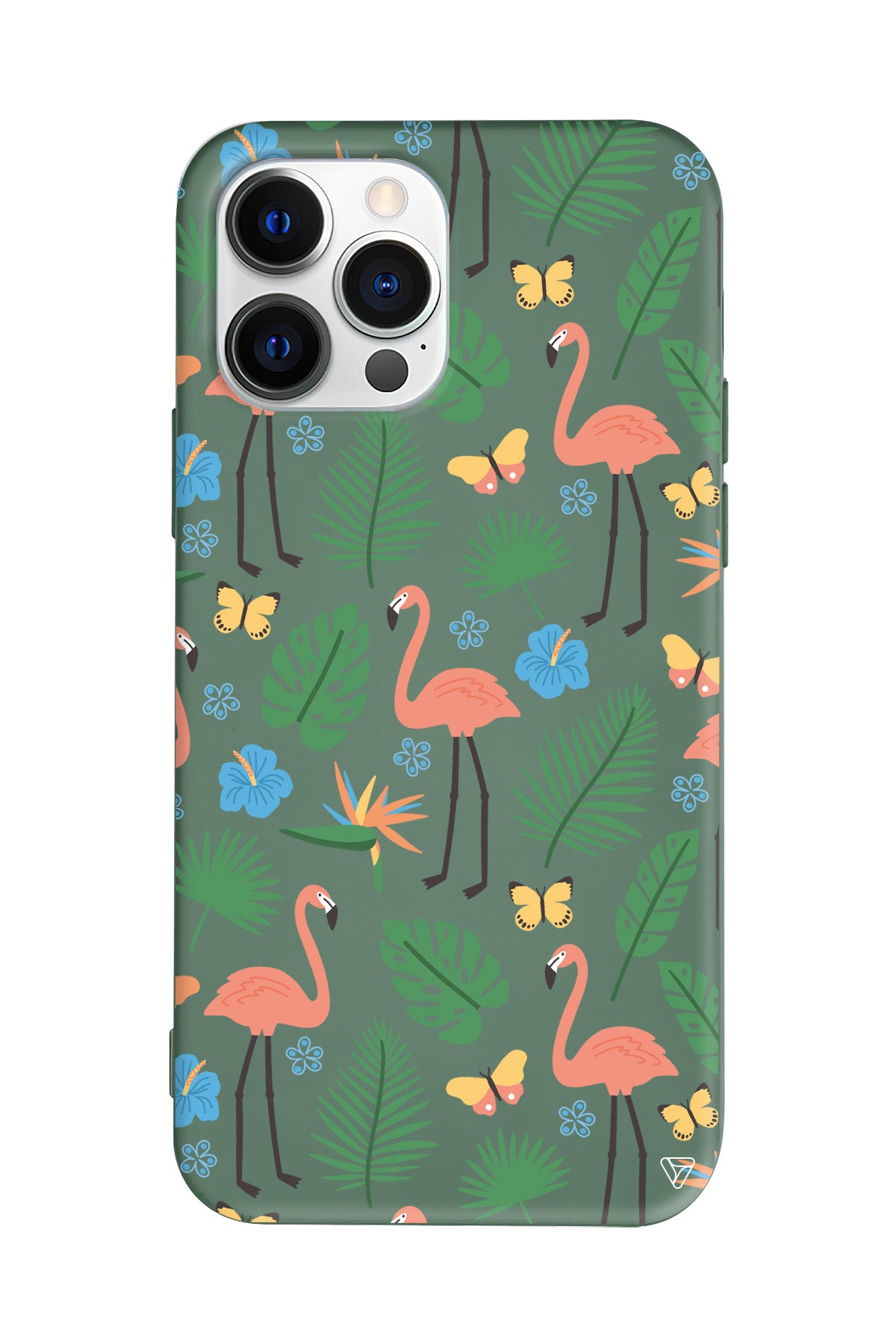 Tropik Flamingo Lansman Model İçi Kadife Silikon Telefon Kılıfı