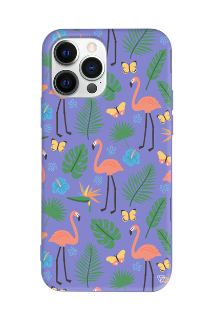 Tropik Flamingo Lansman Model İçi Kadife Silikon Telefon Kılıfı