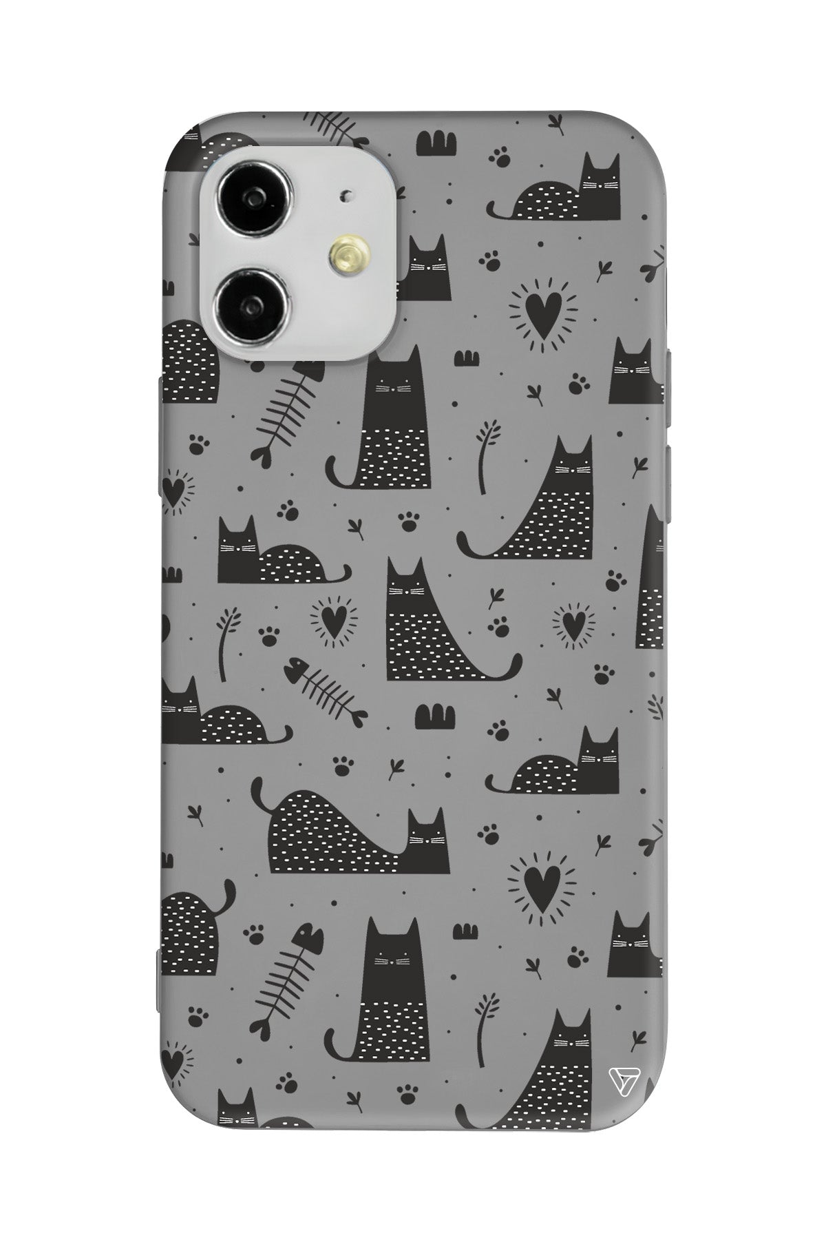 Balık ve Kedi Lansman Model İçi Kadife Silikon Telefon Kılıfı