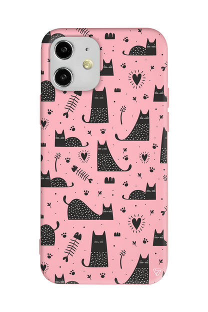 Balık ve Kedi Lansman Model İçi Kadife Silikon Telefon Kılıfı