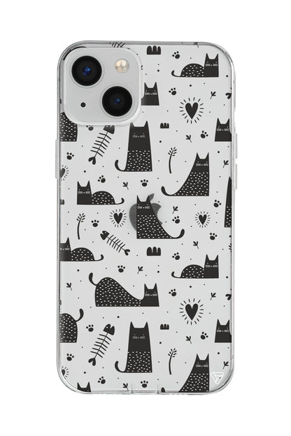 Balık ve Kedi Lansman Model İçi Kadife Silikon Telefon Kılıfı