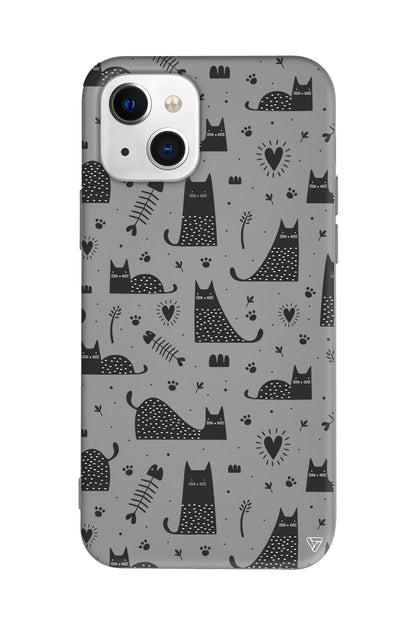 Balık ve Kedi Lansman Model İçi Kadife Silikon Telefon Kılıfı