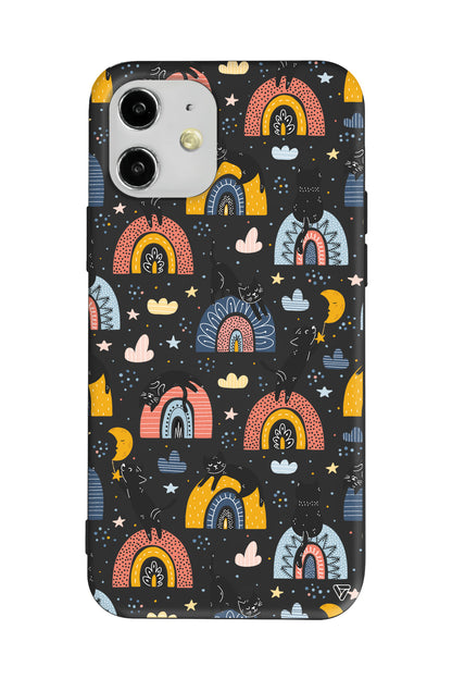 Sevimli Kara Kedi Lansman Model İçi Kadife Silikon Telefon Kılıfı