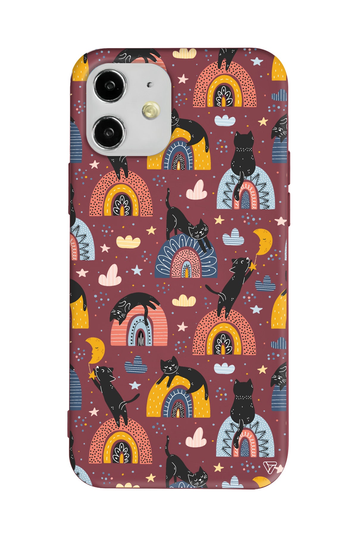 Sevimli Kara Kedi Lansman Model İçi Kadife Silikon Telefon Kılıfı