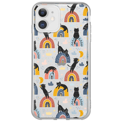 Sevimli Kara Kedi Lansman Model İçi Kadife Silikon Telefon Kılıfı