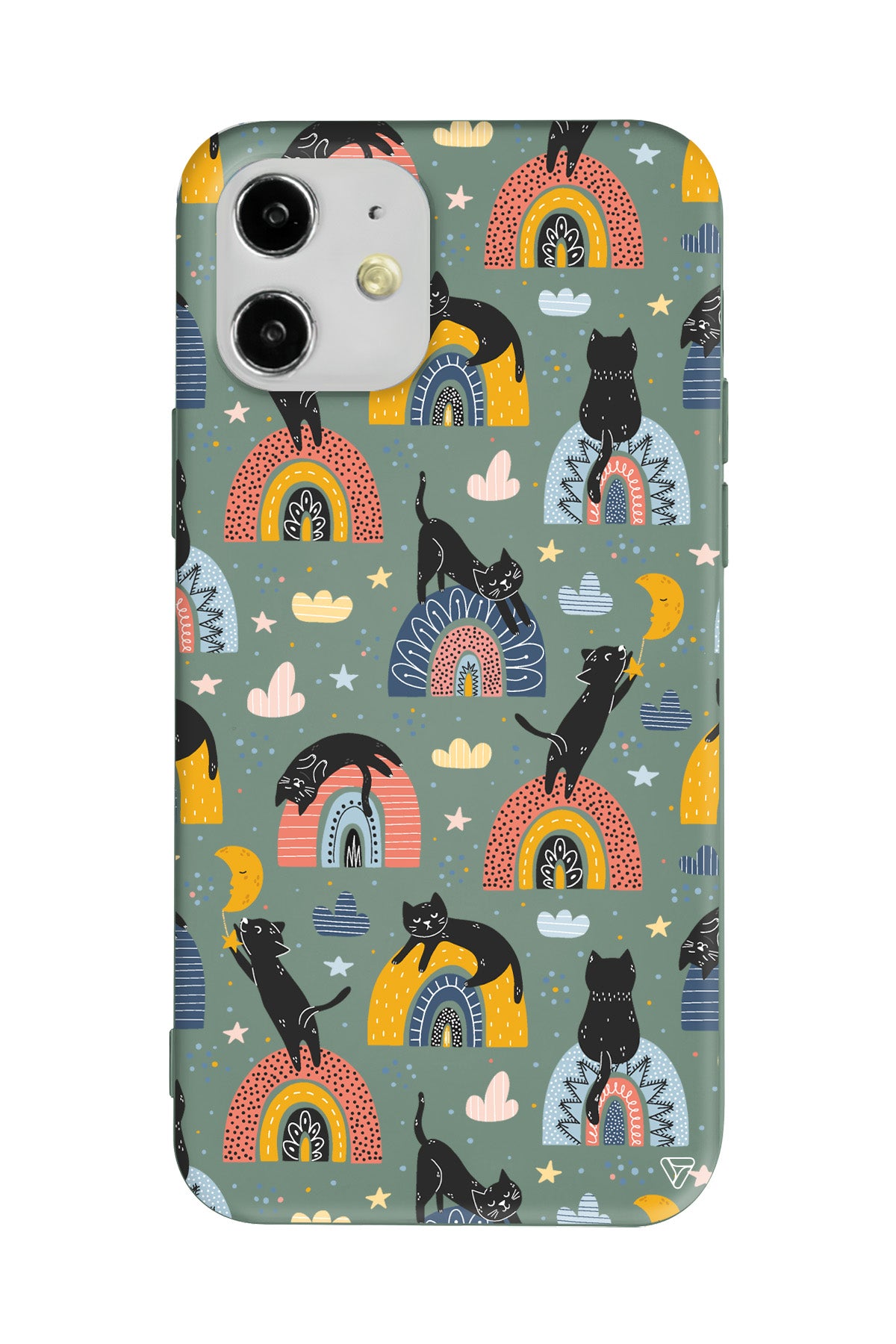 Sevimli Kara Kedi Lansman Model İçi Kadife Silikon Telefon Kılıfı