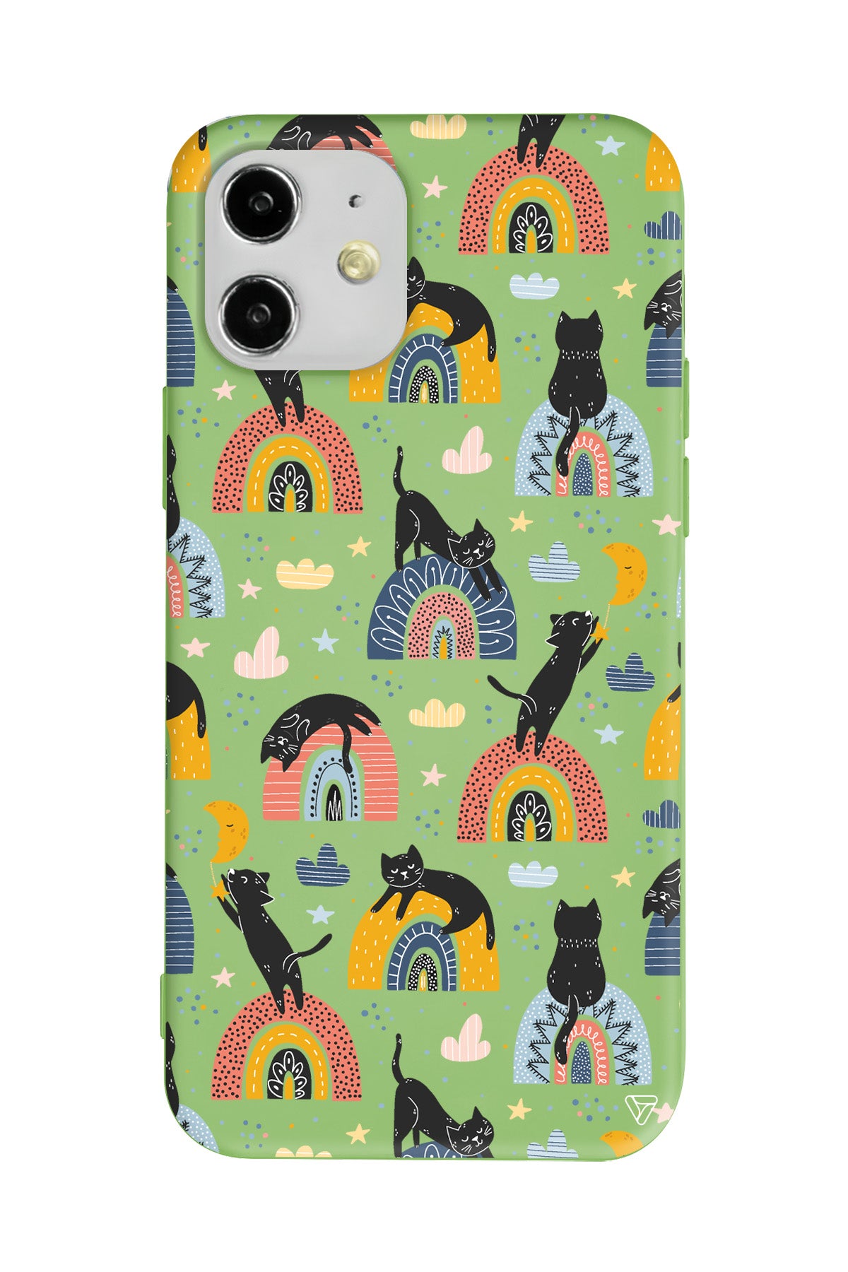 Sevimli Kara Kedi Lansman Model İçi Kadife Silikon Telefon Kılıfı