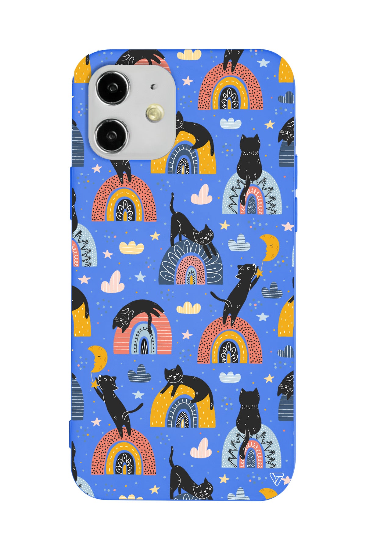 Sevimli Kara Kedi Lansman Model İçi Kadife Silikon Telefon Kılıfı